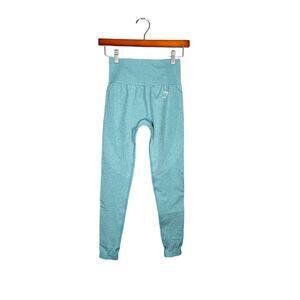 Gymshark Vital Seamless 2.0 Leggings Womens XS Marle Blue Logo Shaping Athletic